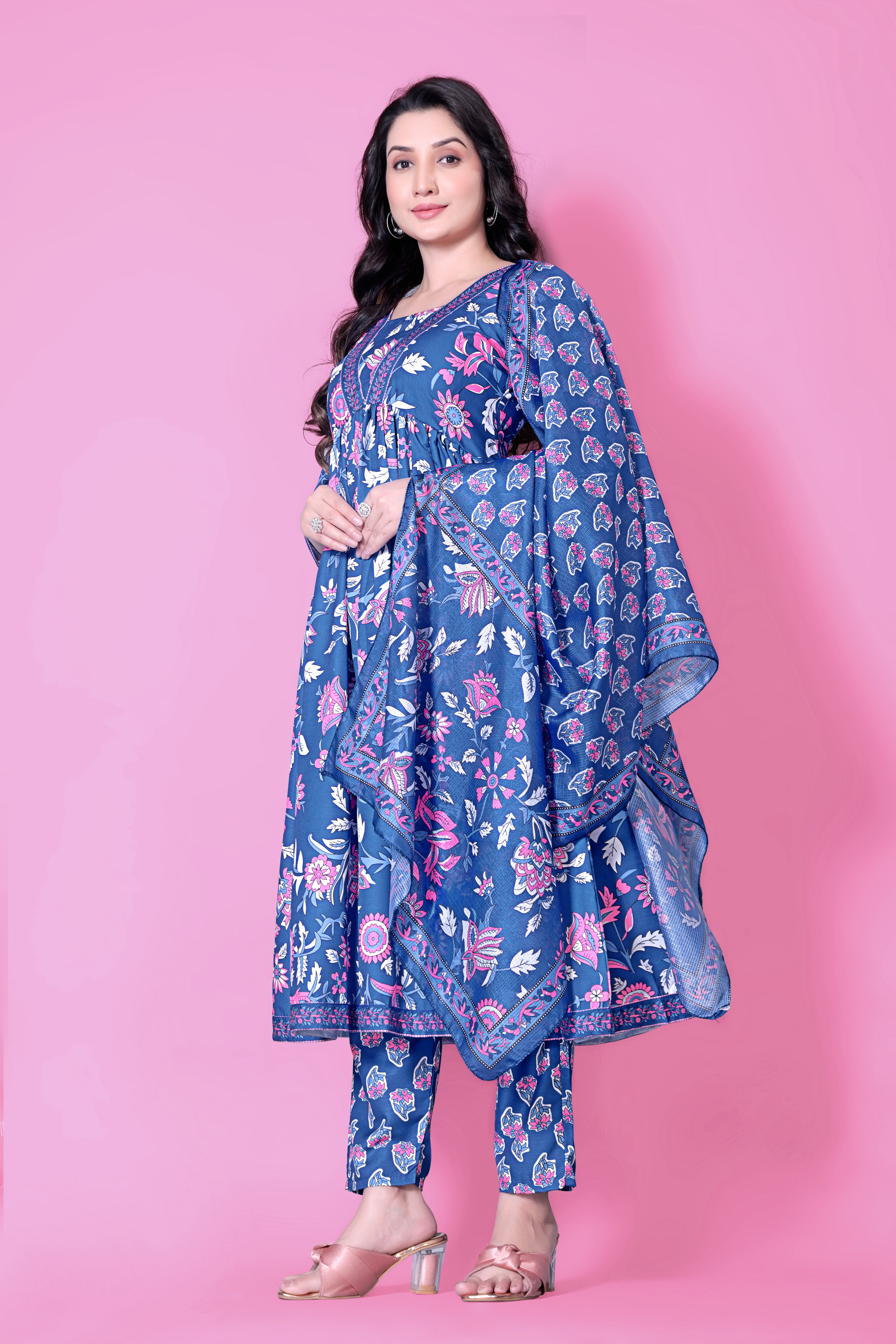 Perna Cotton Kurtis Women's Printed Pattern Cotton Kurti with Pant kurta set (cotton)