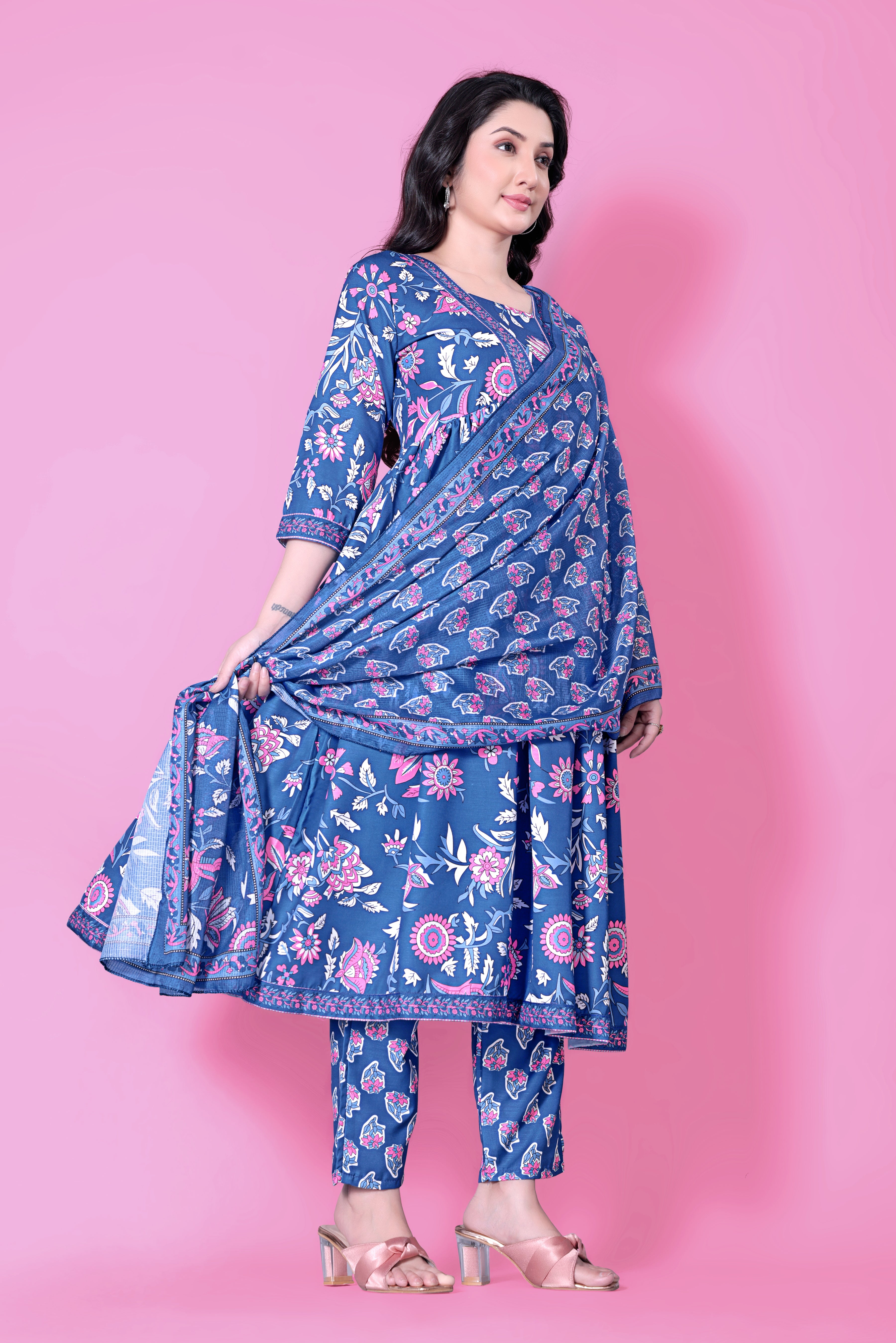 Perna Cotton Kurtis Women's Printed Pattern Cotton Kurti with Pant kurta set (cotton)