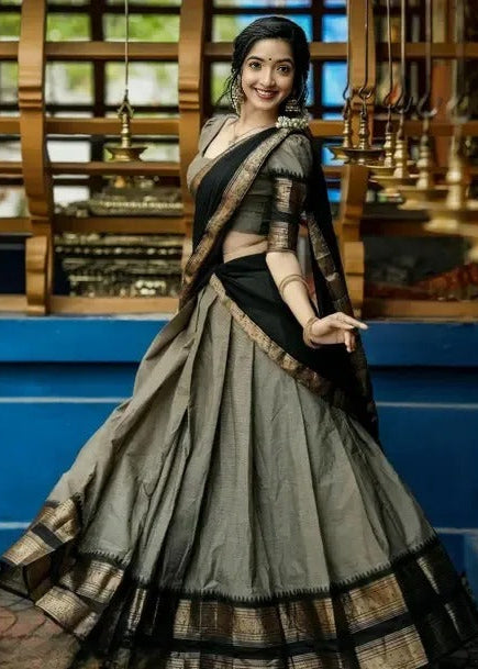 Lehenga in Natural Crape Paired with a Traditional  Dupatta (cotton)