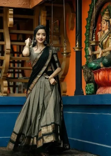 Lehenga in Natural Crape Paired with a Traditional  Dupatta (cotton)