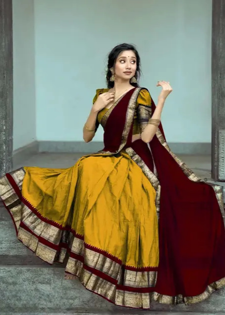 Lehenga in Natural Crape Paired with a Traditional  Dupatta (cotton)