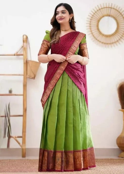 Lehenga in Natural Crape Paired with a Traditional  Dupatta(cotton)